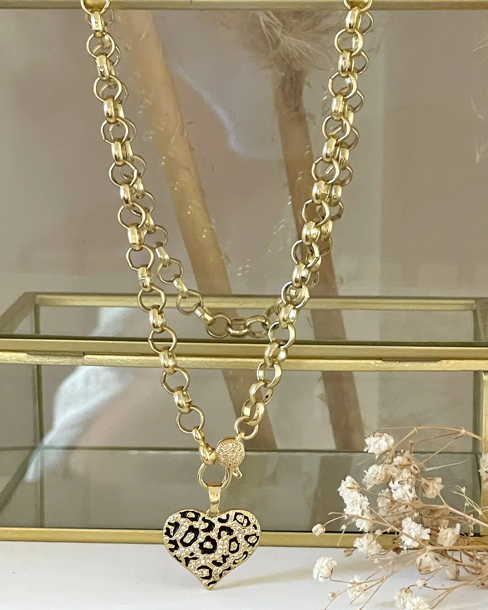 Collar Corazón Print Leo Gold 1