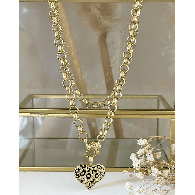 Collar Corazón Print Leo Gold