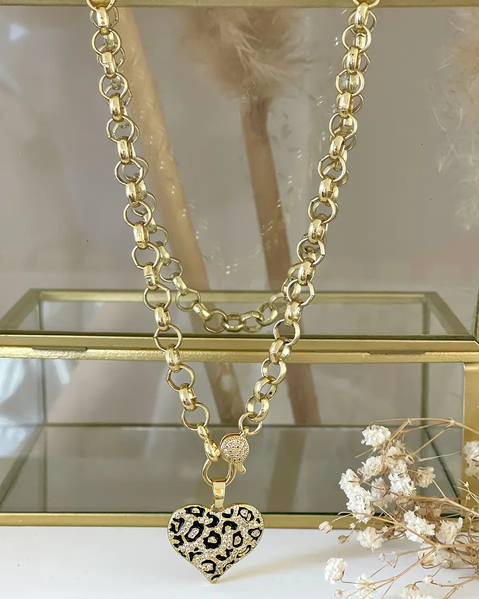 Collar Corazón Print Leo Gold 3