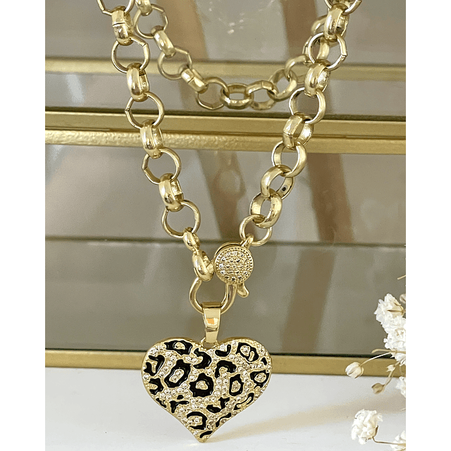 Collar Corazón Print Leo Gold
