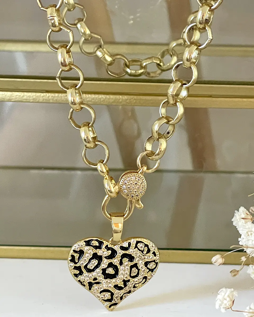Collar Corazón Print Leo Gold 2