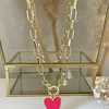 Collar Corazón Fucsia Esmaltado Gold