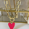Collar Corazón Fucsia Esmaltado Gold