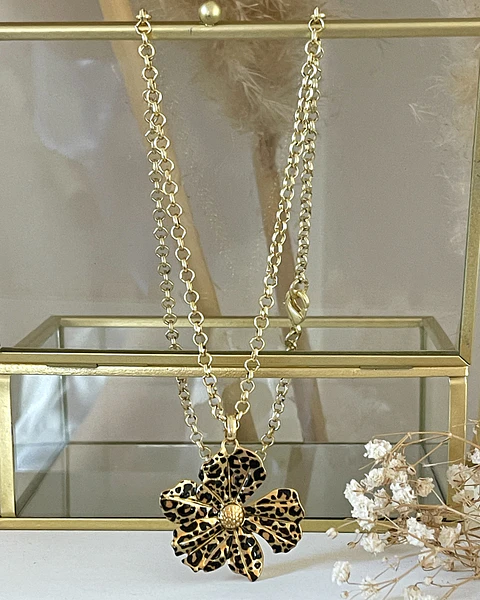 Collar Flor Print Leo Gold