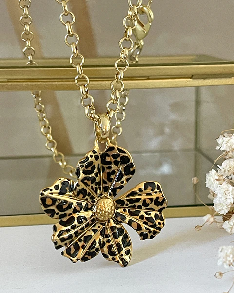 Collar Flor Print Leo Gold