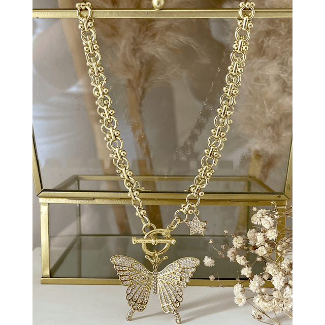 Collar Maxi Mariposa Circones punto de luz gold