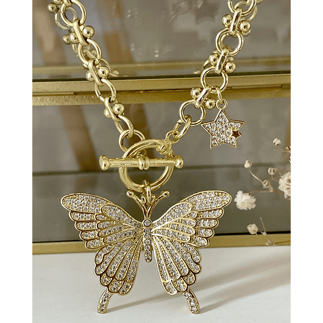 Collar Maxi Mariposa Circones punto de luz gold
