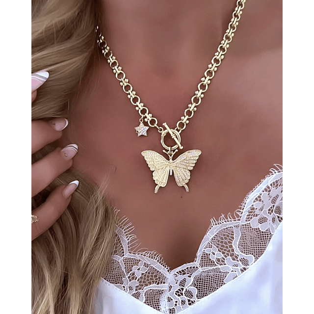 Collar Maxi Mariposa Circones punto de luz gold