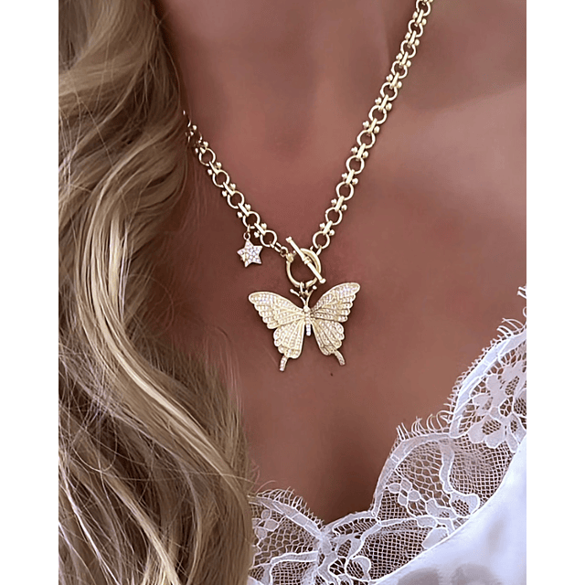 Collar Maxi Mariposa Circones punto de luz gold