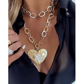 Collar XL  Maxi Corazón Estrella cuarzo tornasol
