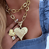 Collar XL maxi Corazon y eslabones martillados gold