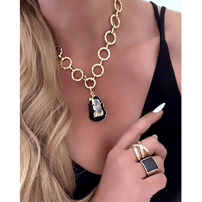 Collar Turmalina Negra Maxi eslabones redondos Gold