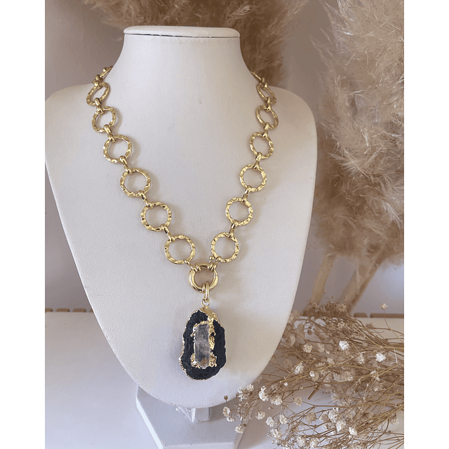Collar Turmalina Negra Maxi eslabones redondos Gold