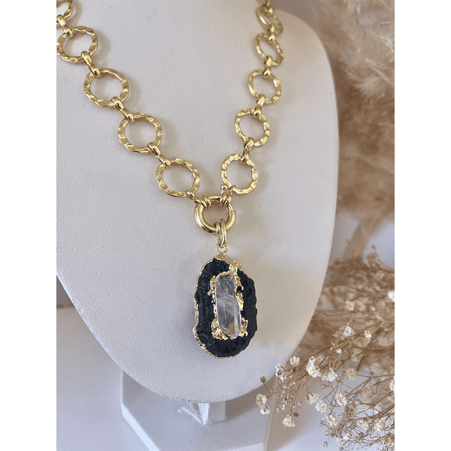 Collar Turmalina Negra Maxi eslabones redondos Gold