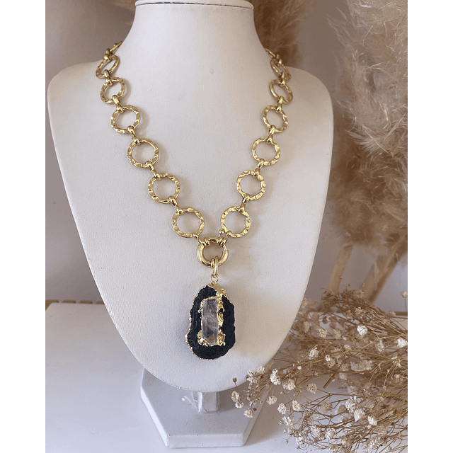 Collar Turmalina Negra Maxi eslabones redondos Gold