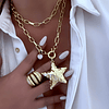Collar XL Estrella Martillada Gold punto luz 