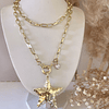 Collar XL Estrella Martillada Gold punto luz 