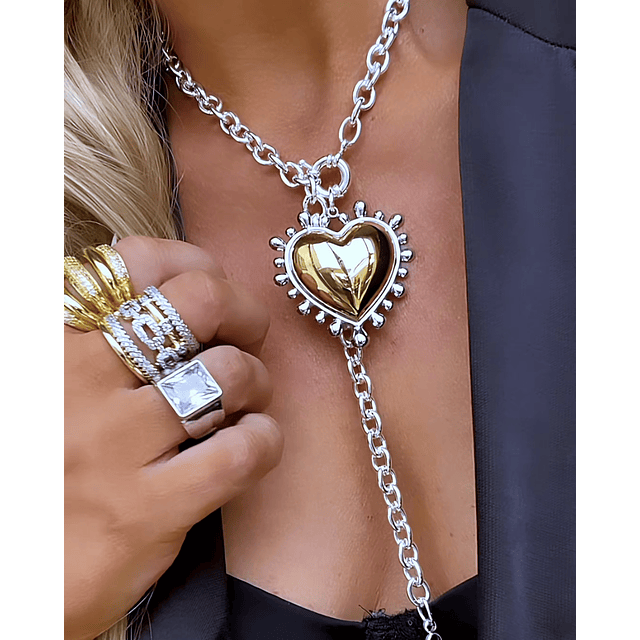 Collar Maxi Corazon Luxury Silver &Gold 