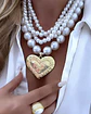 Collar Lia  Maxi Perlas Dije  Corazón Gold - Miniatura 3