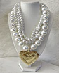 Collar Lia  Maxi Perlas Dije  Corazón Gold - Miniatura 2