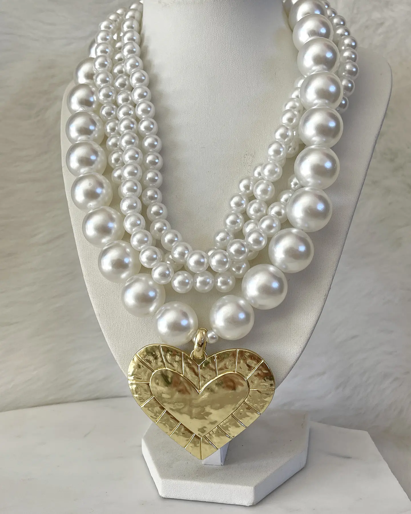 Collar Lia  Maxi Perlas Dije  Corazón Gold 6