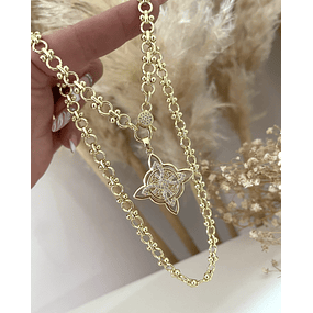 Collar Nudo de Bruja eslabones mixtos Gold