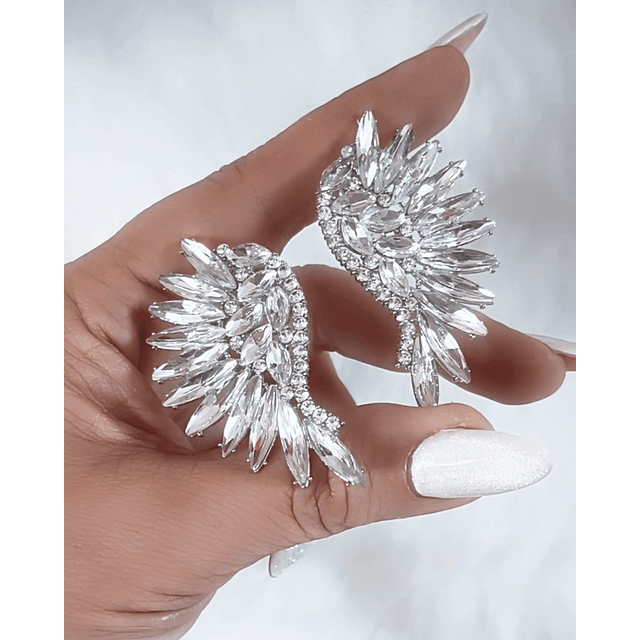 Aros Maxi Alas Cristal Silver