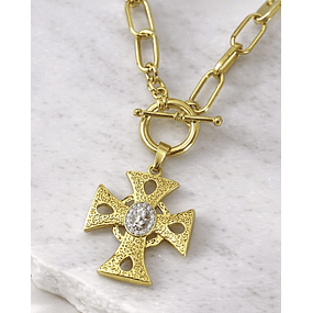 Collar Cruz relieve Virgen Gold