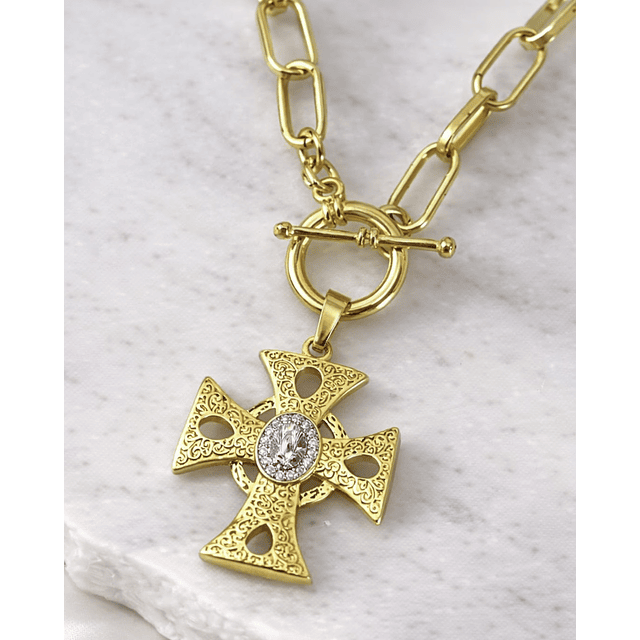 Collar Cruz relieve Virgen Gold