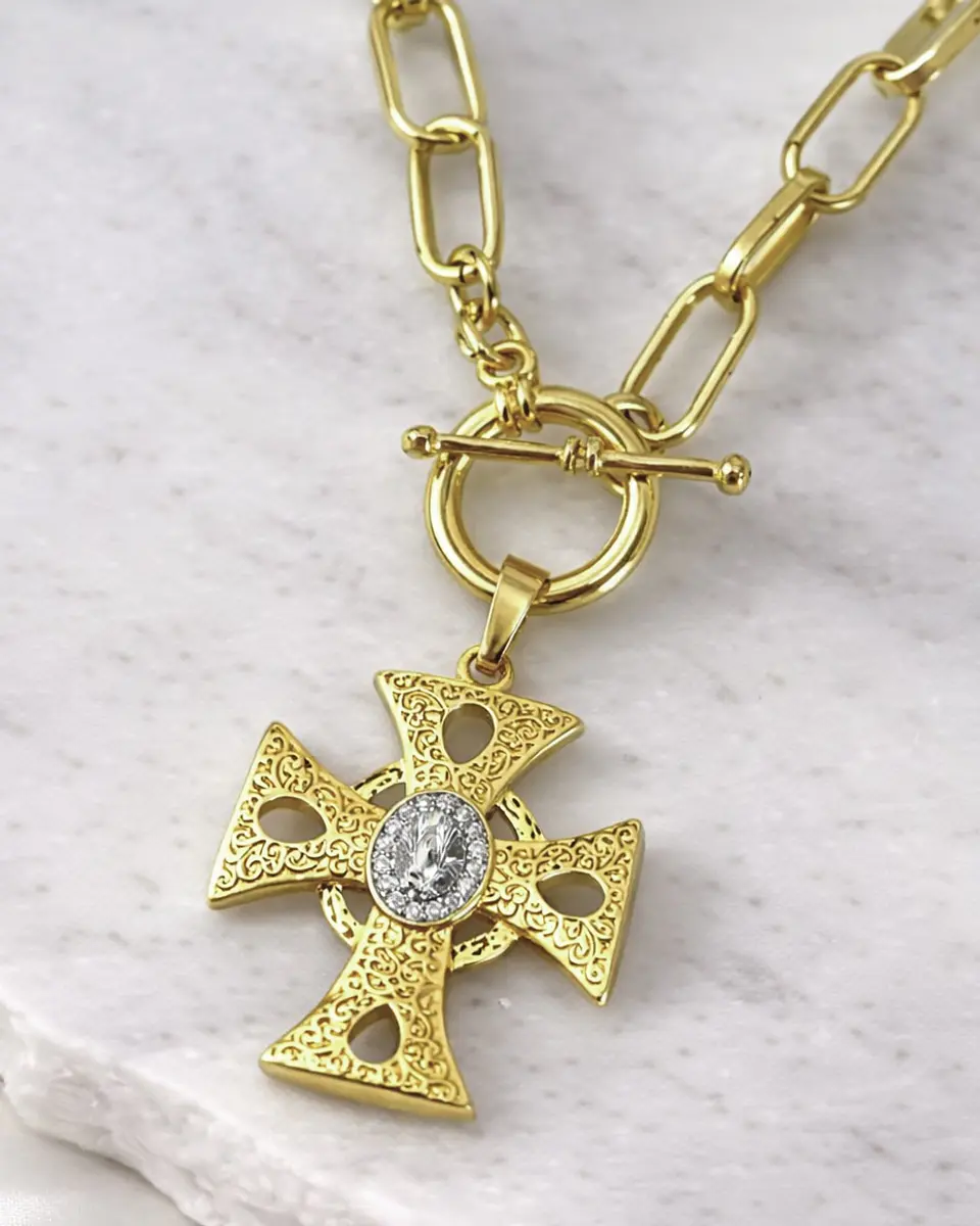 Collar Cruz relieve Virgen Gold 1
