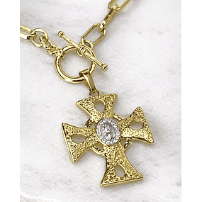 Collar Cruz relieve Virgen Gold