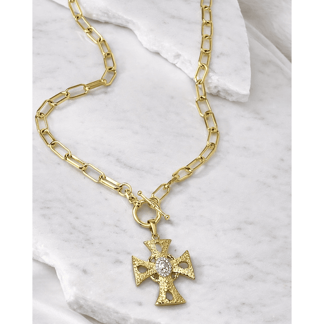 Collar Cruz relieve Virgen Gold