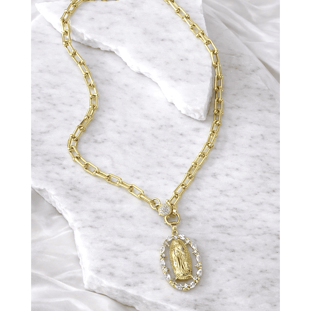 Collar Medalla Virgen Guadalupe Circones Gold 