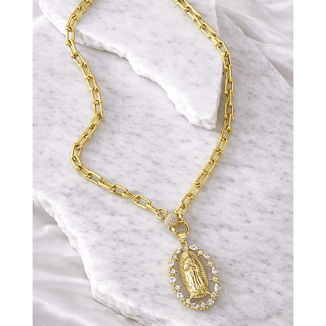 Collar Medalla Virgen Guadalupe Circones Gold 