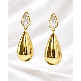 Aros Gota Saint Tropez Gold Cristal 