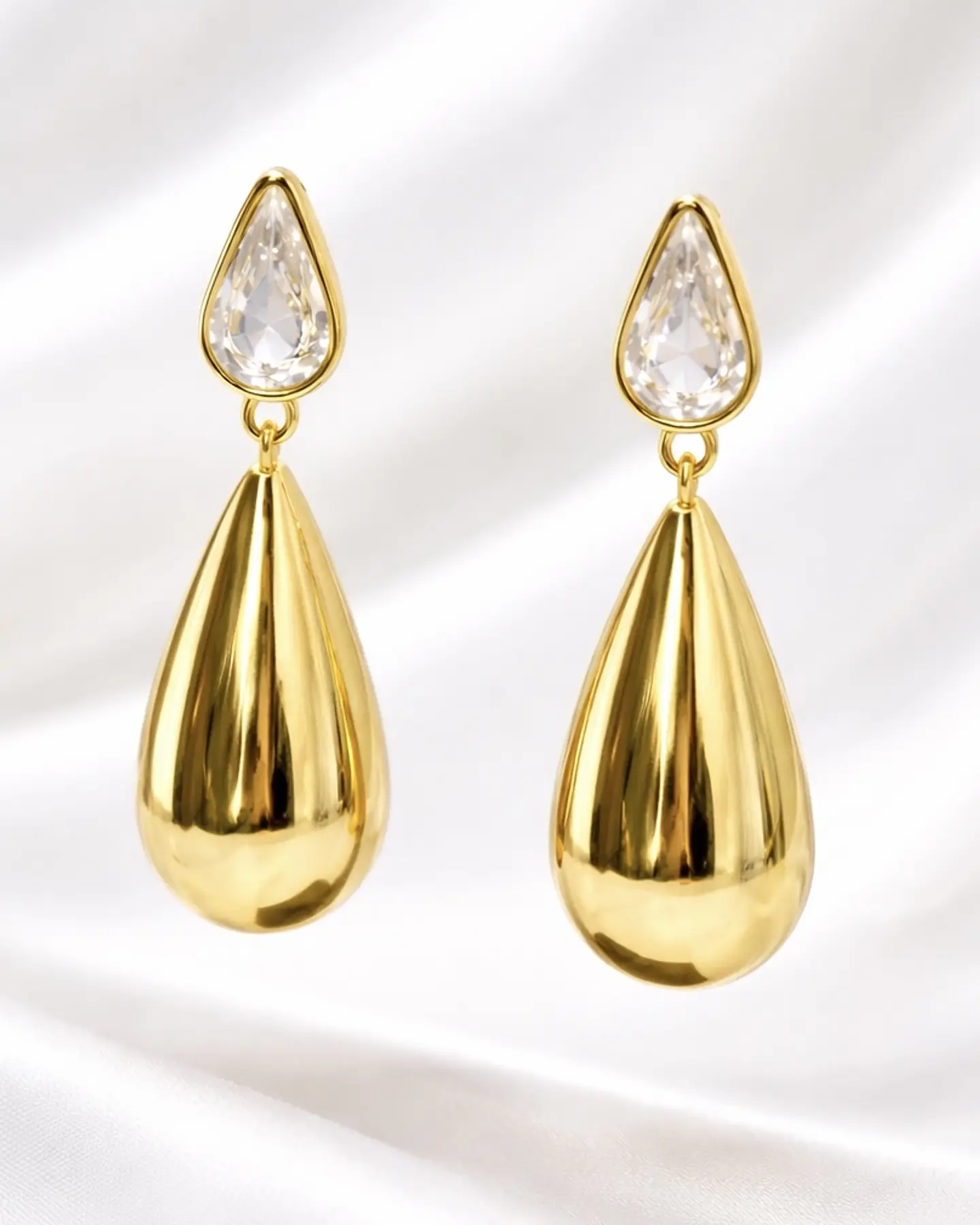 Aros Gota Saint Tropez Gold Cristal  1
