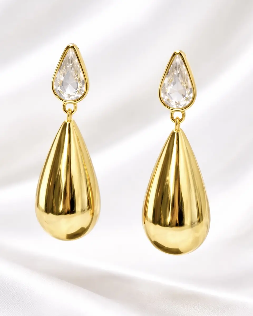 Aros Gota Saint Tropez Gold Cristal  1