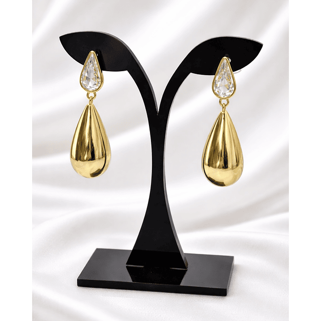 Aros Gota Saint Tropez Gold Cristal 