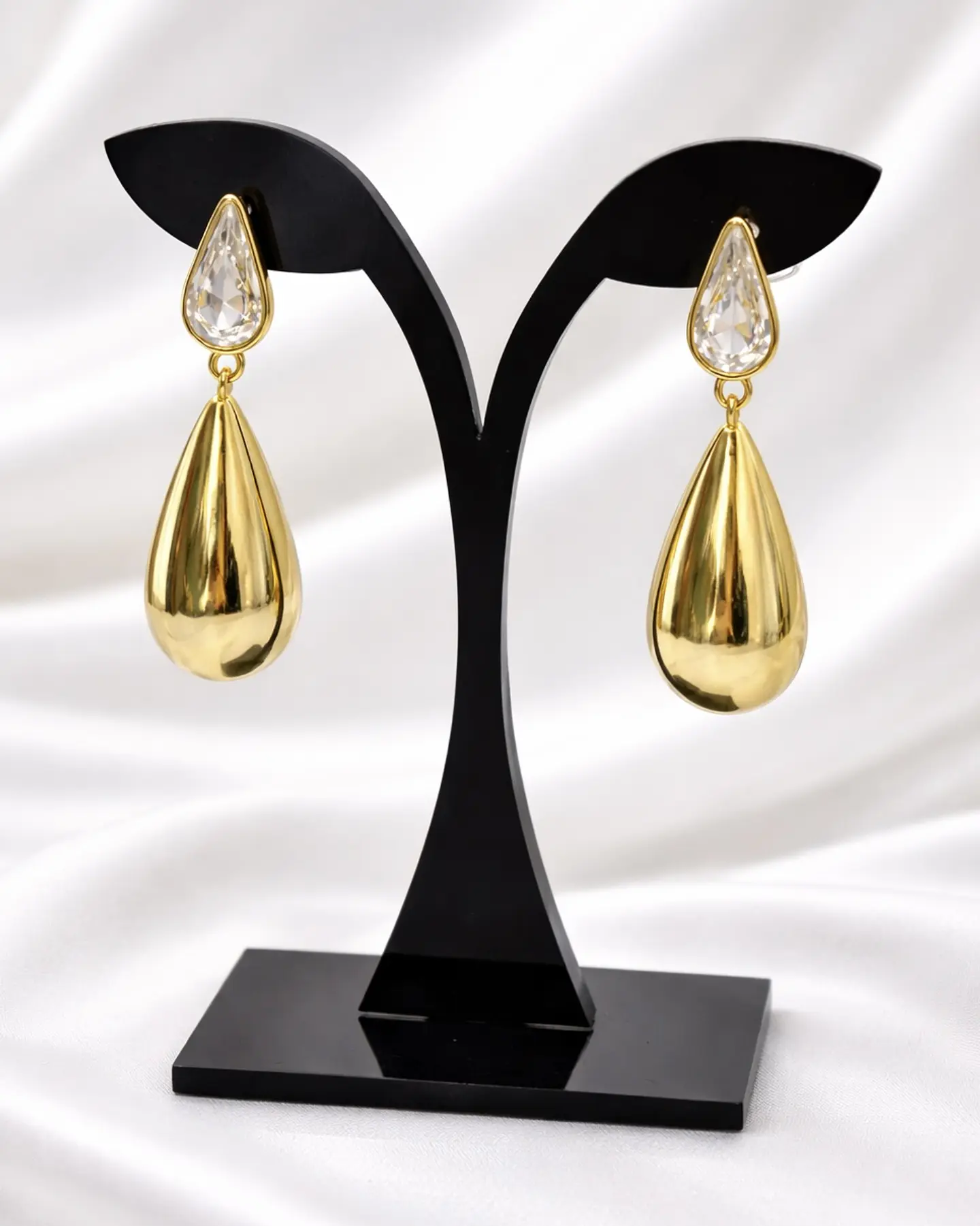 Aros Gota Saint Tropez Gold Cristal  2