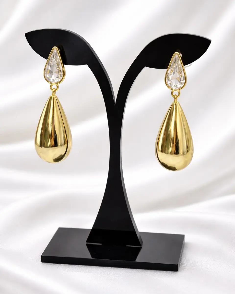 Aros Gota Saint Tropez Gold Cristal  2