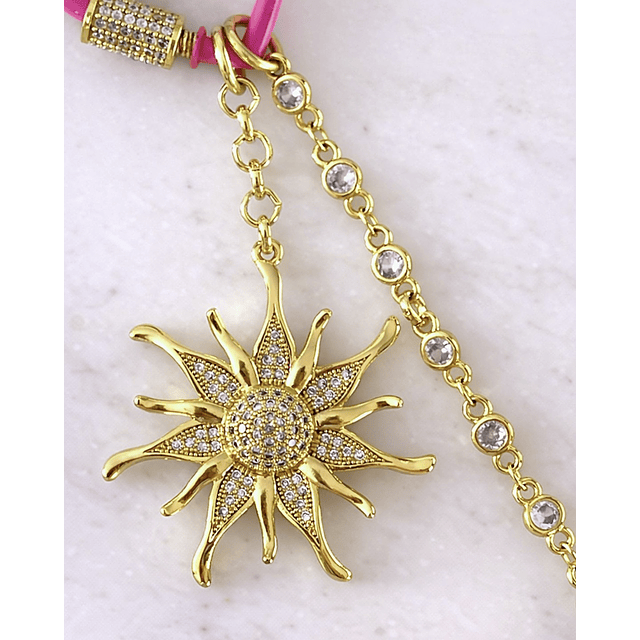 Collar Sol Corazón Pink Multidije Gold