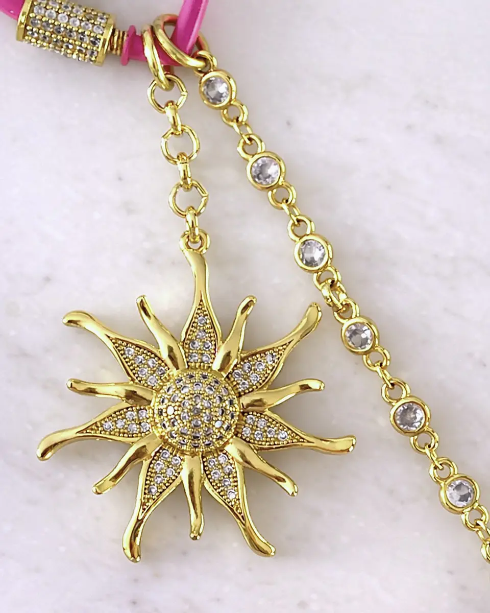 Collar Sol Corazón Pink Multidije Gold 2