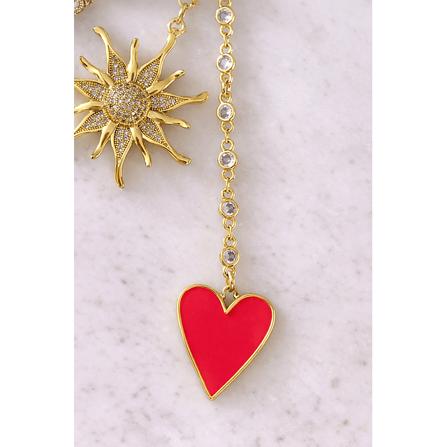 Collar Sol Corazón Pink Multidije Gold