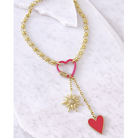 Collar Sol Corazón Pink Multidije Gold