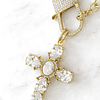 Collar XL Maxi Cruz Cristales  Broche Candado Luxury Gold