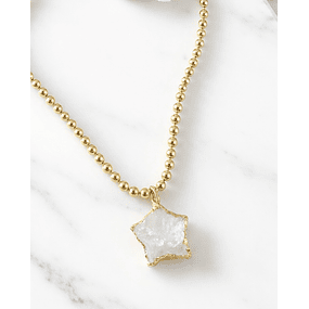Collar Balines Estrella Cuarzo Cristal  Gold