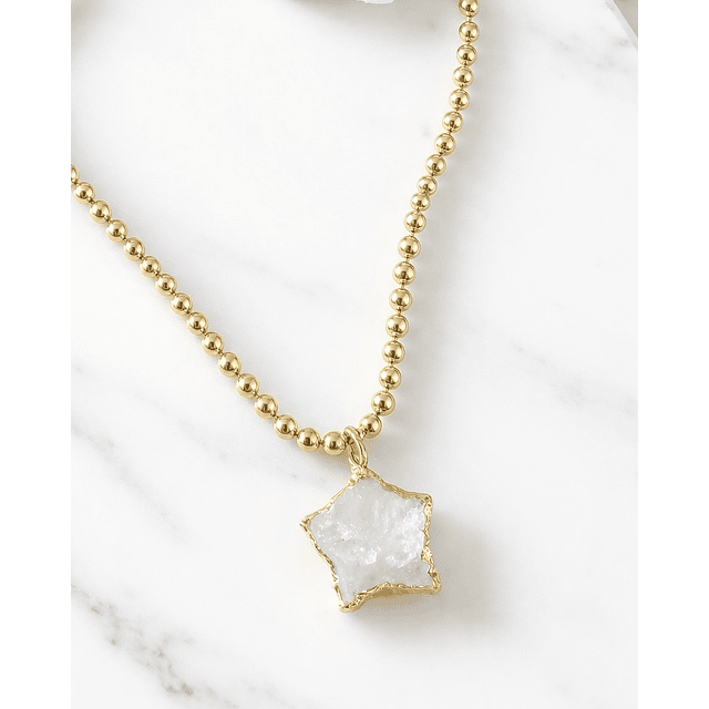 Collar Balines Estrella Cuarzo Cristal  Gold