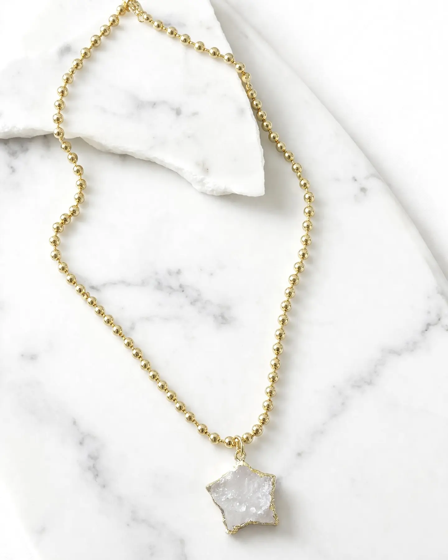 Collar Balines Estrella Cuarzo Cristal  Gold 4