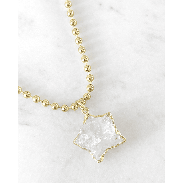Collar Balines Estrella Cuarzo Cristal  Gold