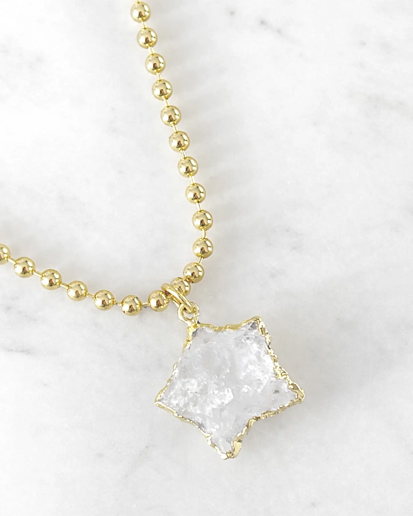 Collar Balines Estrella Cuarzo Cristal  Gold 3